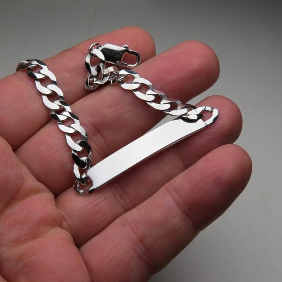 *925 Sterling Silver Men's Cuban ID Bracelet - Picture 3 of 7